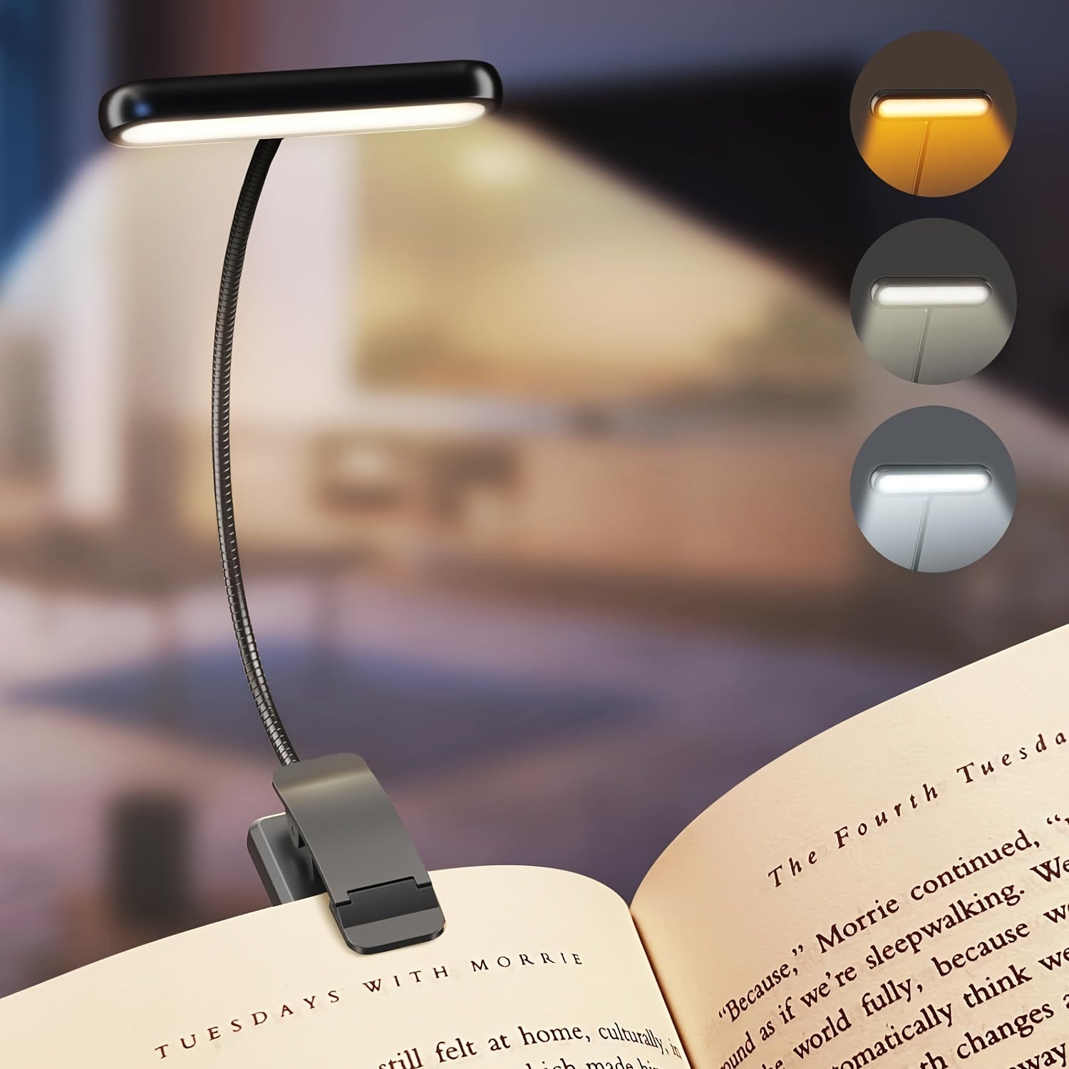 Rechargeable Clip-On Book Light (Eye-Care)